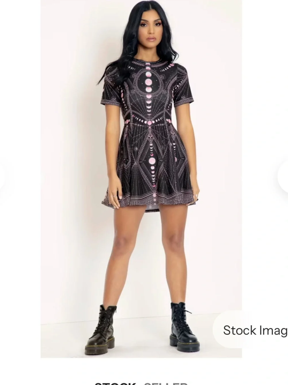ISO Pink Moon Phases Evil Tee Dress Size M